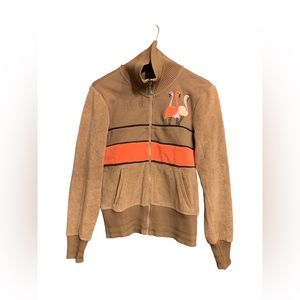 1970’s Inspired Terry Cloth Flamingo Zip Up Track Jacket